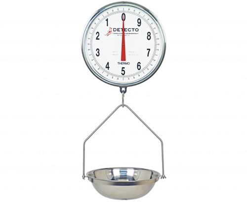 Detecto MCS-20DF Hanging Scale with Stainless Pan - Double Viewing Dials